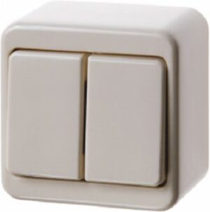 Berker Serienschalter cremeweiß glänzend AP IP20 2-fach 300540 – Bild 1