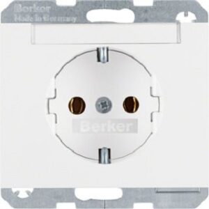 Berker SCHUKO-Steckdose polarweiß mit Beschriftungsfeld 47397009 – Bild 1