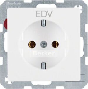Berker SCHUKO-Steckdose mit Aufdruck polarweiß 47436009 – Bild 1