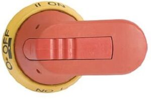 ABB Pistolengriff rot-gelb 65mm Wellen- ø 6mm IP65 Beschriftung I-0-II OHY65J6E011 – Bild 1