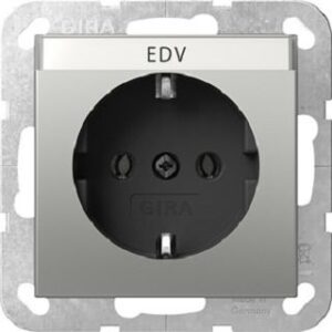 Gira Schuko-Steckdose mit Schriftfeld System 55 Edelstahl 4457600 – Bild 1