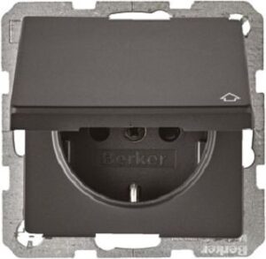 Berker SCHUKO-Steckdose anthrazit samt mit Klappdeckel 47516086 – Bild 1