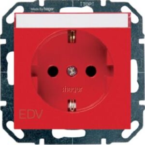 Hager Steckdose m. Beschriftungsf. rot WYS305 – Bild 1