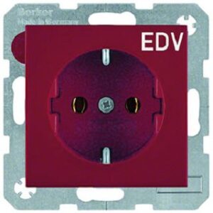 Berker SCHUKO-Steckdose rot glänzend mit Aufdruck 47438922 – Bild 1