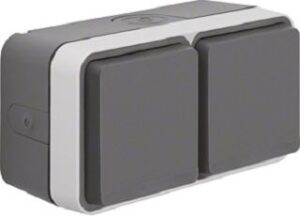 Berker SCHUKO-Doppelsteckdose Klappdeck. lichtgrau 47753525 – Bild 1