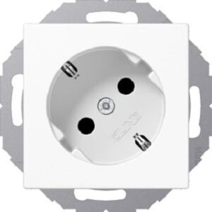 Jung Schuko-Steckdose 45° AS500 mit erhöhtem BS alpinweiss A520-45KIWW – Bild 1