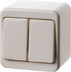 Berker Wechselschalter 2-fach cremeweiß glänzend AP 2-fach 300840 IP20 – Bild 1