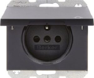 Berker Steckdose mit Schutzkontakt und Klappdeckel 6768777106 – Bild 1