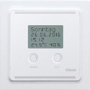 Eltako Funksensor Uhren-Thermo-Hygrostat im E-Design55 mit Display polarweiß matt FUTH55ED/230V-PM – Bild 1