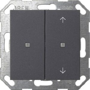 Gira KNX Taster Wippe 2-fach unbedruckt PfeileSystem 55 Anthrazit 517528 – Bild 1