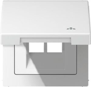 Jung Klappdeckel (mit Rückstellfeder) mit Symbol ''LAN'', Serie CD, alpinweiß LS990BFKLLANWW – Bild 1