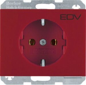 Berker SCHUKO-Steckdose rot mit Aufdruck 47157115 – Bild 1