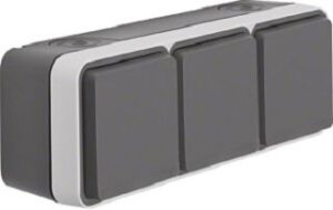 Berker SCHUKO-Steckdose 3-fach Klappdeck. lichtgrau 47733515 – Bild 1