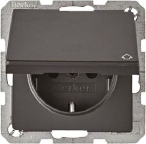 Berker SCHUKO-Steckdose anthrazit samt mit Klappdeckel 47516076 – Bild 1