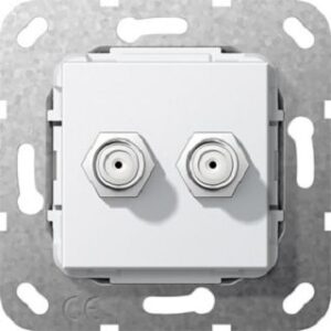 Gira SAT F Buchse 2-fach Gender Changer Einsatz Reinweiss 565103 – Bild 1