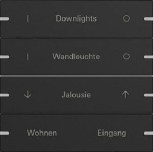 Gira Wippenset 4fach individuell für Tastsensor4 TS4 Schwarz matt lackiert 5034905 – Bild 1