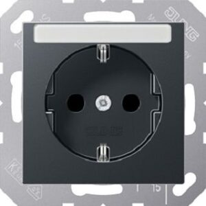 Jung SCHUKO Steckdose, 16 A 250 V ~, mit Schriftfeld, Serie A, anthrazit matt A1520BFNAANM – Bild 1