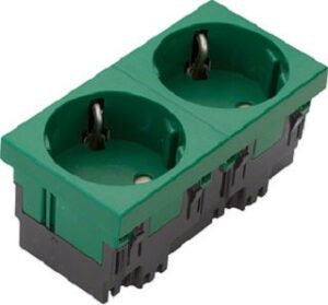 Hager Schuko-Steckdose 2-fach Rastec 45 2-polig minzgrün ESR2336029 – Bild 1