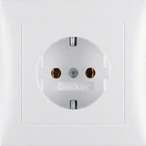 Berker Schuko-Steckdose polarweiß matt mit Abdeckplatte 47429909 – Bild 1