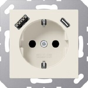 Jung SCHUKO Steckdose 16 A 250 V ~, mit  USB-Ladegerät, Berührungsschutz, Serie A A1520-15CA – Bild 1