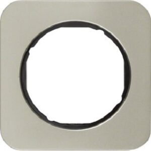 Berker Rahmen Edelstahl/schwarz 1-fach, rund 10112104 – Bild 1