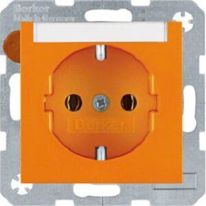 Berker SCHUKO-Steckdose orange glänzend mit Beschriftungsfeld 47508907 – Bild 1