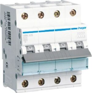 Hager Leitungsschutzschalter B25A 6kA 3-polig+N 230/400V B-Charakter. MBN625 – Bild 1