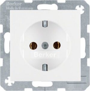 Berker Schuko-Steckdose polarweiß mit Steckklemmen 47431909 – Bild 1