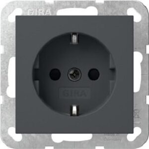 Gira Schuko-Steckdose System 55 anthrazit erhöhter Berührungsschutz 445328 – Bild 1