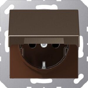 Jung SCHUKO Steckdose, 16 A 250 V ~, Kla ppdeckel, Serie A, mokka A1520BFKLMO – Bild 1