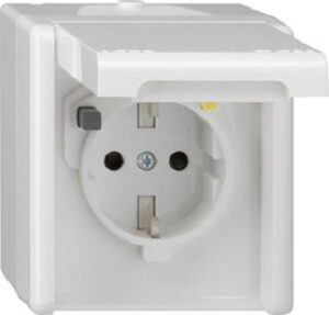 Gira FI-Schutzsteckdose 30mA KD+SH WG AP Reinweiss 267730 – Bild 1