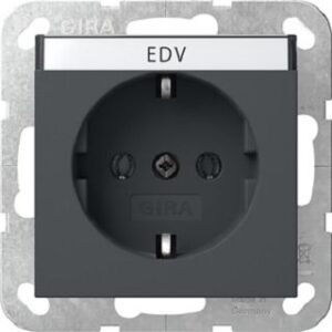 Gira Schuko-Steckdose mit Schriftfeld System 55 Anthrazit 445728 – Bild 1