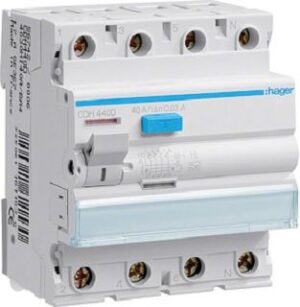 Hager FI-Schutzschalter 40A Typ A 4-pol. 30mA erh. Stossstromf. CDH440D – Bild 1