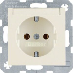 Berker SCHUKO-Steckdose weiß glänzend mit Beschriftungsfeld 47508982 – Bild 1