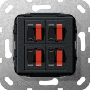 Gira Lautsprecher Anschluss 4-fach Einsatz Schwarz matt 569410 – Bild 1