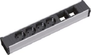 Bachmann Steckdoseneinheit 4xSchuko CONI 35° 2xleer 0,1m-Zul. GST18 Alu 912.007 – Bild 1