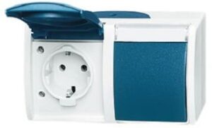 Busch-Jaeger Schuko-Doppelsteckdose ocean waagerecht mit Namesschild 20/2EWN-53 – Bild 1