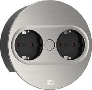 Bachmann TWIST2 rund 2xCEE7/3 42,5x115mm 2,0m+AEH Edelstahl 946.000 – Bild 1