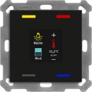MDT KNX Taster Smart 55 4-fach mit Farbdisplay und T-/F-Sensor, Schwarz BE-TAS55T406.01 – Bild 1