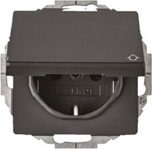 Berker SCHUKO-Steckdose anthrazit samt mit Klappdeckel 47446086 – Bild 1