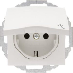 Berker SCHUKO-Steckdose polarweiß glänzend mit Klappdeckel 47448989 – Bild 1