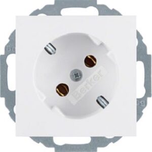 Berker SCHUKO-Steckdose polarweiß glänzend 45Grad 47278989 – Bild 1