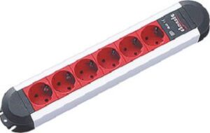 Bachmann Steckdosenleiste 6fach Primo EDV-rot Alu 16A/3 ohne Schalter 331.040 – Bild 1