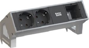 Bachmann DESK2 2xSchuko 1xABD Strom 0,2m GST 18 Inox lackiert 902.403 – Bild 1