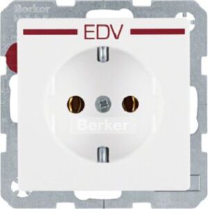 Berker SCHUKO-Steckdose mit Aufdruck polarweiß 47436079 – Bild 1