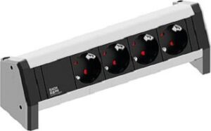 Bachmann DESK Steckdoseneinheit 4xSchuko 313mm 35° GST18 schwarz Alu elox. 902.0049 – Bild 1