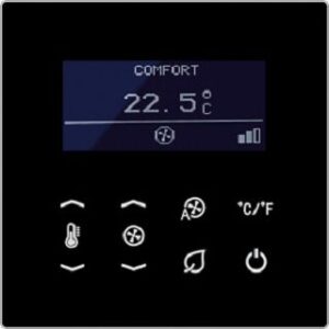 Jung KNX Raumtemperaturregler Fan Coi Serie LS, schwarz TRDLS9248SW – Bild 1