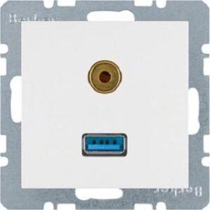 Berker Steckdose USB/3,5mm Audio polarweiß matt 3315391909 – Bild 1