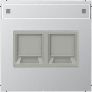 Jung Abdeckung für Modular-Jack-Steckbuchsen, mit Schriftfeld, Serie LS, Alumini AL1969-2NAWE – Bild 1