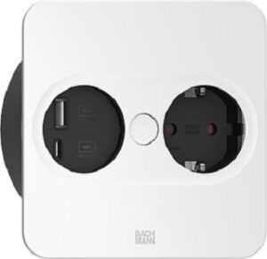 Bachmann TWIST2 eckig CEE7/3 USB A/C 42,5x115x115mm 2,0m+AEH Weiß matt 946.205 – Bild 1
